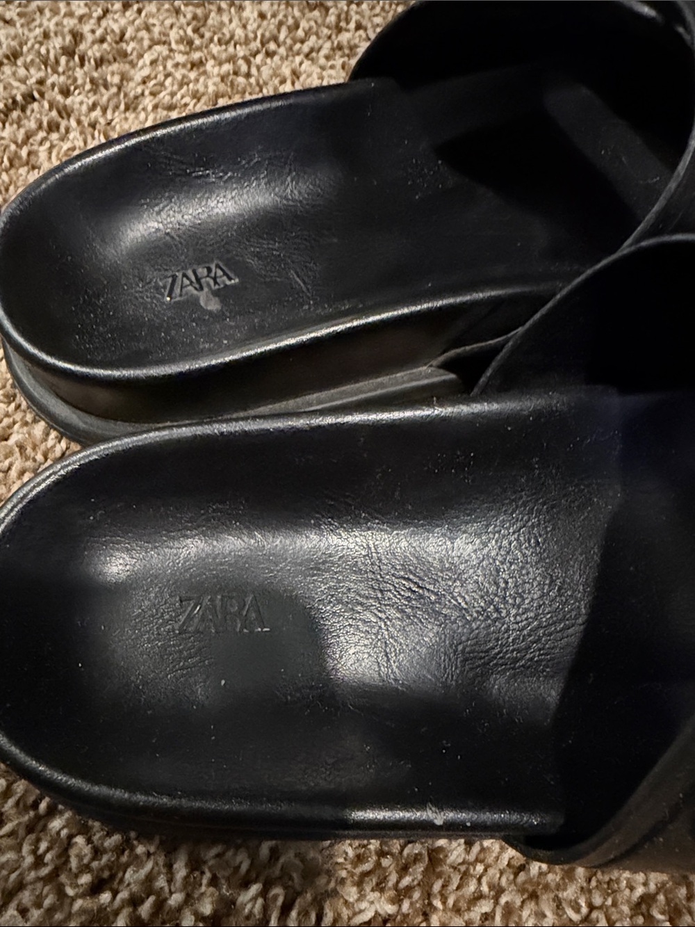 Zara Black Double-Strap Slide Sandals with Silver Buckles - Picture 3 of 4
